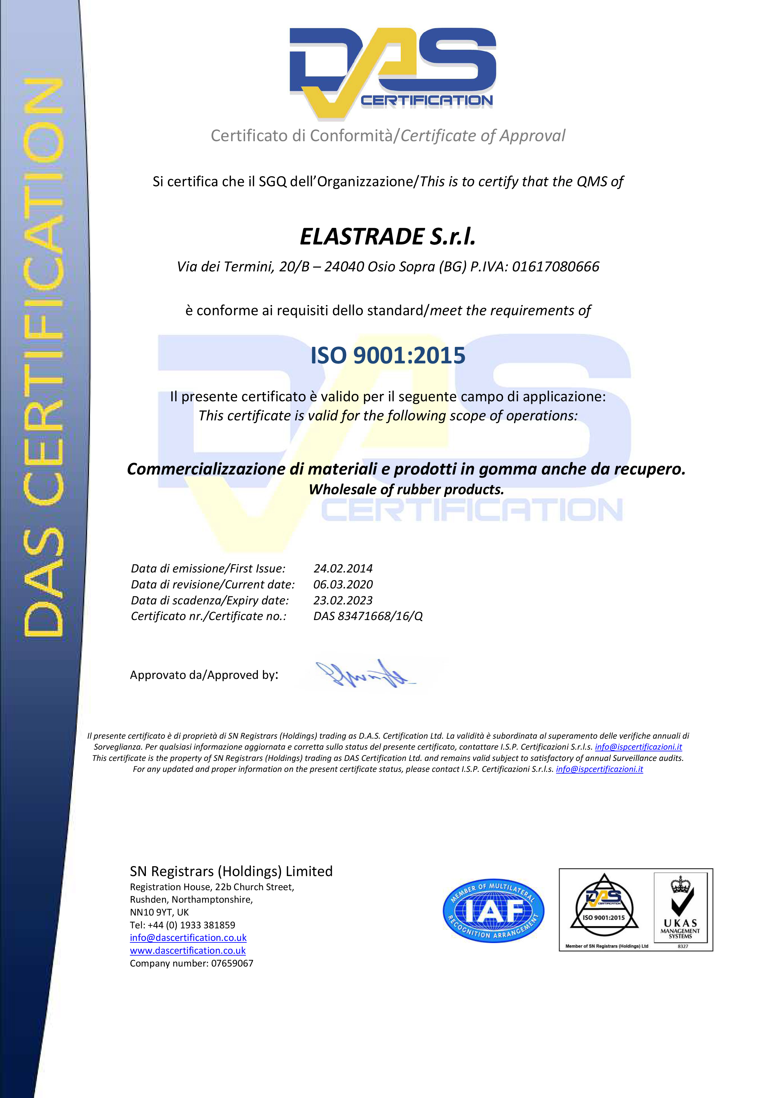 das certification ISO 9001:2015